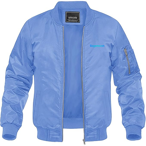 Men's Sagemcom Logo  Lightweight Bomber Jacket Windbreaker Softshell Varsity Jacket Coat