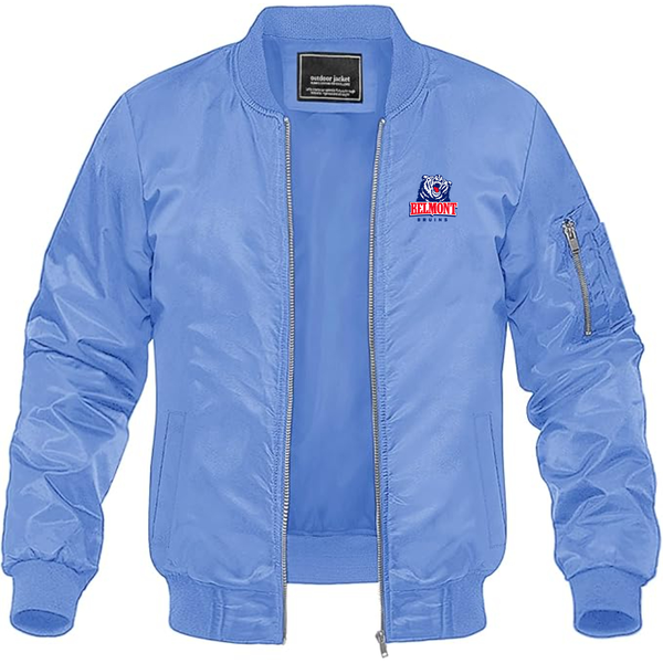 Men's  Belmont Bruins  Lightweight Bomber Jacket Windbreaker Softshell Varsity Jacket Coat