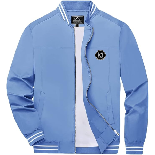 Men's  Killing Joke  Lightweight Zip-Up Bomber Jacket with Ribbed Collar and Cuffs Versatile Casual Outerwear