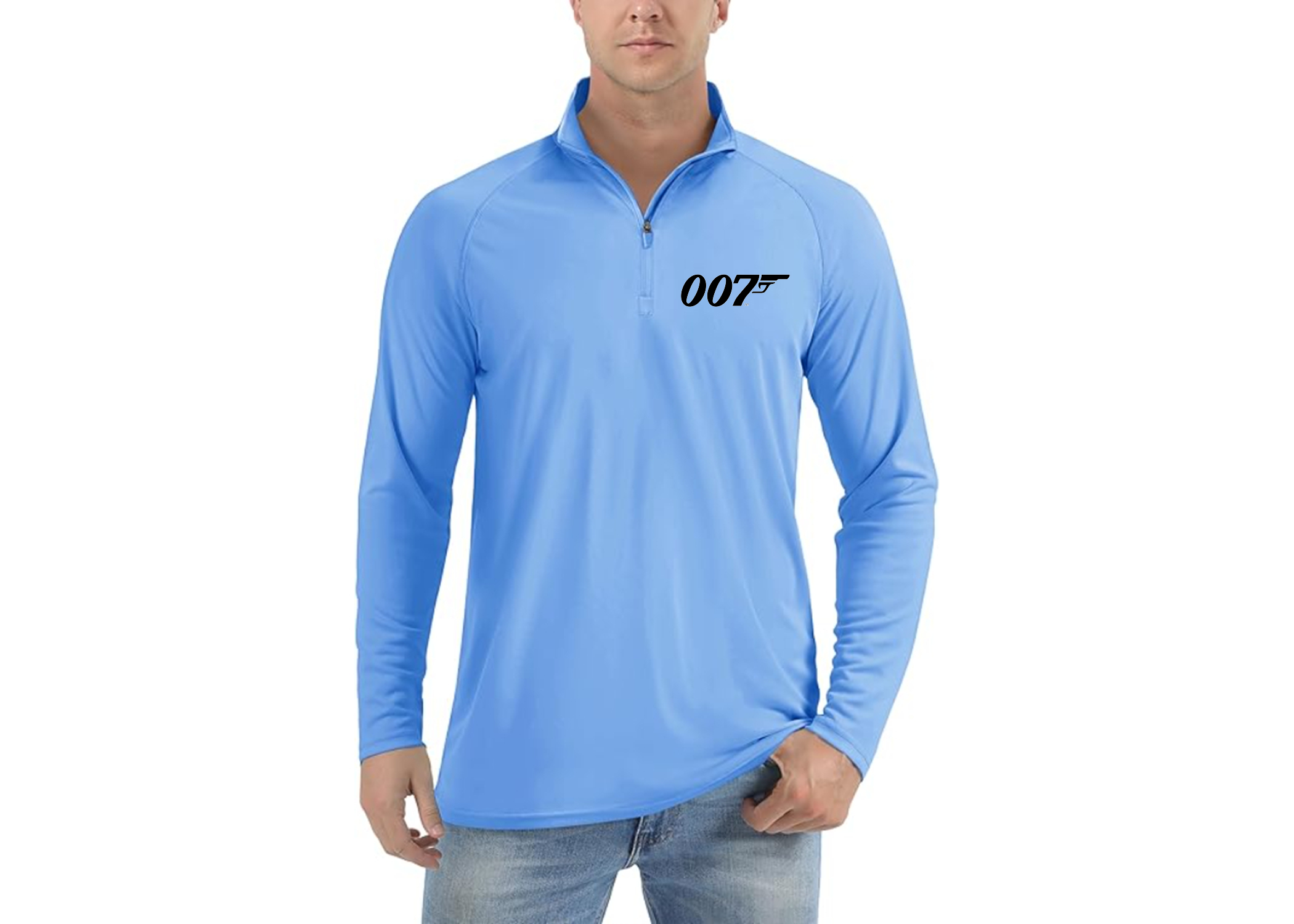 007 James Bond Movie - Lightweight Quarter-Zip Athletic Shirt – Long Sleeve Polyester Wear