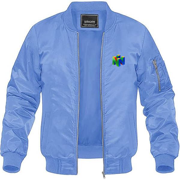 Men's Nintendo N64   Logo Lightweight Bomber Jacket Windbreaker Softshell Varsity Jacket Coat