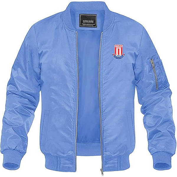 Men's Stoke City Soccer  Lightweight  Bomber Jacket Windbreaker Softshell Varsity Jacket Coat