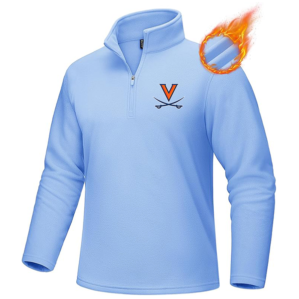 Men's Virginia Cavaliers  MAGCOMSEN Men_s Quarter-Zip Pullover Polar Fleece Sweatshirt Stand Collar Long Sleeve Shirt for Men Thermal Winter Fall