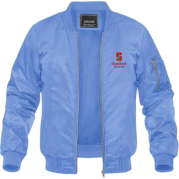 Men's Stanford University Logo Lightweight Bomber Jacket Windbreaker Softshell Varsity Jacket Coat