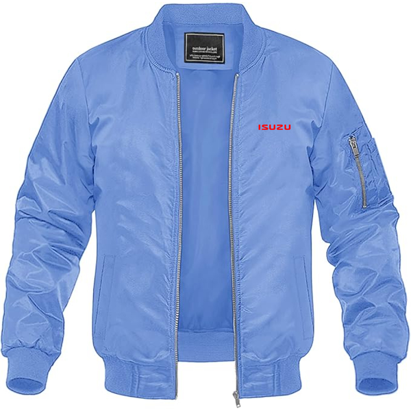 Men's  Isuzu Logo Lightweight Bomber Jacket Windbreaker Softshell Varsity Jacket Coat