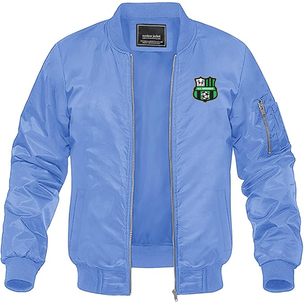 Men's U.S. Sassuolo Soccer Lightweight Bomber Jacket Windbreaker Softshell Varsity Jacket Coat