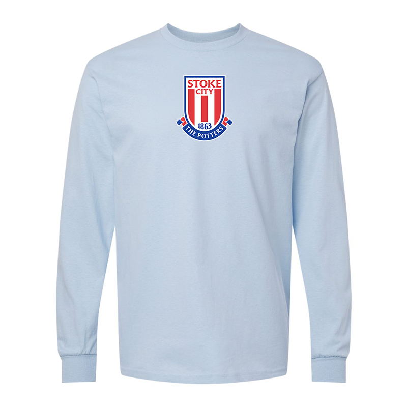 Men's Stoke City Soccer  Gildan Heavy Cotton Long Sleeve T-Shirt