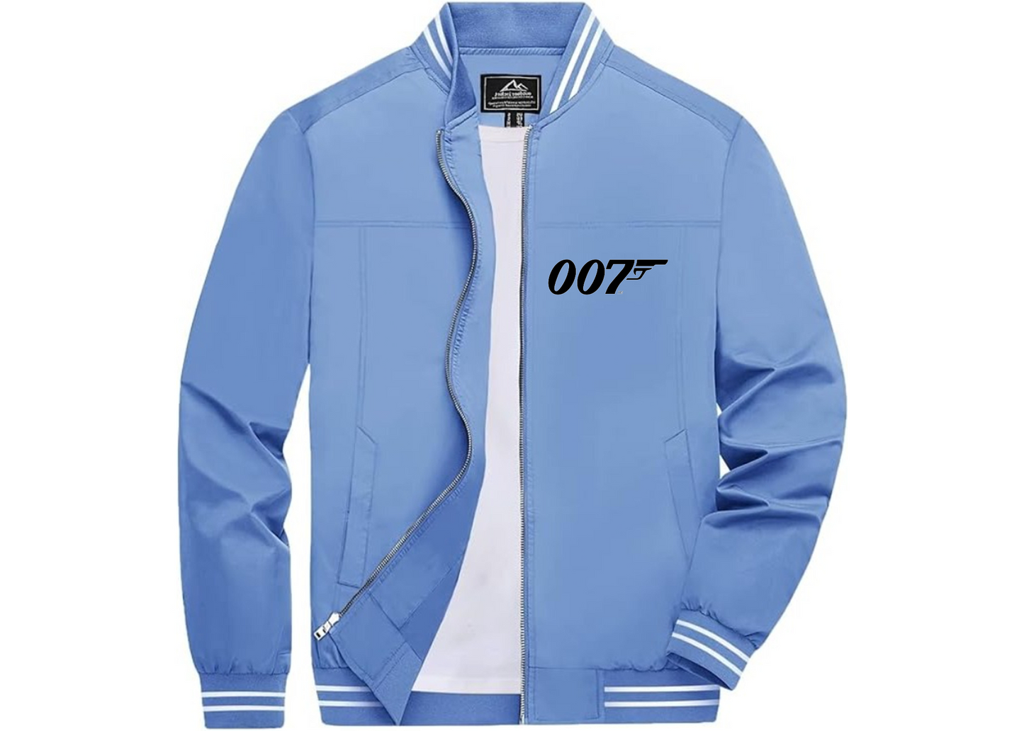 Men’s 007 James Bond Movie Lightweight Zip-Up Bomber Jacket with Ribbed Collar and Cuffs - Versatile Casual Outerwear