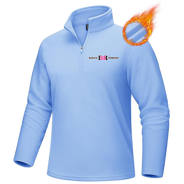 Men's Baskin-Rоbbins MAGCOMSEN Men_s Quarter-Zip Pullover Polar Fleece Sweatshirt Stand Collar Long Sleeve Shirt for Men Thermal Winter Fall
