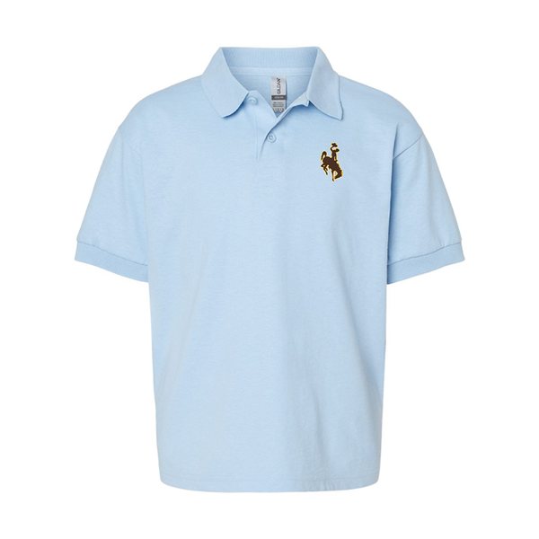 Youth   Wyoming Cowboys Gildan Dry Blend Jersey Polo