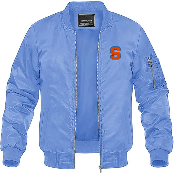 Men's Syracuse Orange Lightweight Bomber Jacket Windbreaker Softshell Varsity Jacket Coat