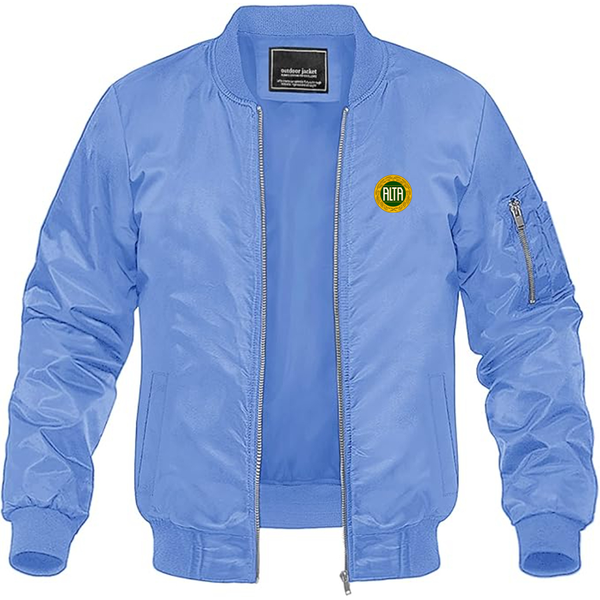 Men's Alta Automobile Logo Lightweight Bomber Jacket Windbreaker Softshell Varsity Jacket Coat