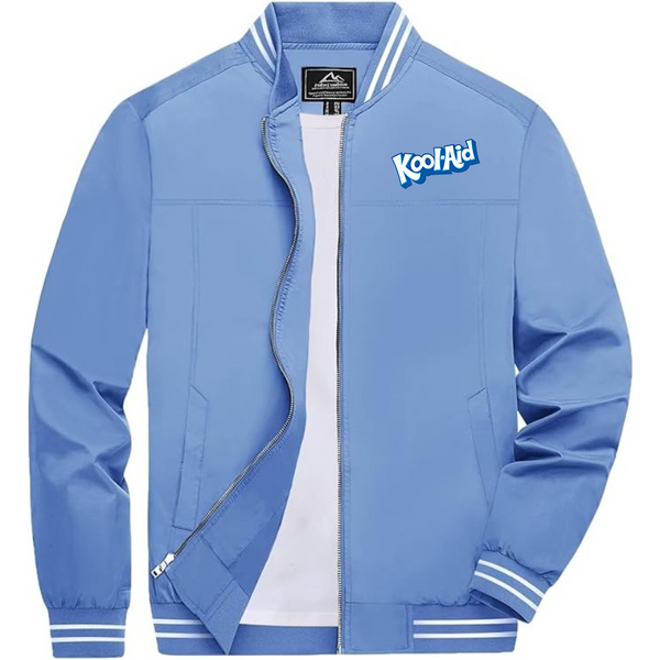 Men's kool-Aid Lightweight Zip-Up Bomber Jacket Ribbed Collar and Cuffs Outerwear