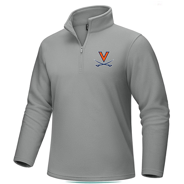 Men's Virginia Cavaliers  MAGCOMSEN Men_s Quarter-Zip Pullover Polar Fleece Sweatshirt Stand Collar Long Sleeve Shirt for Men Thermal Winter Fall
