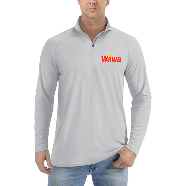 Men's  Wawa Gas Station Lightweight Quarter-Zip Athletic Shirt Long Sleeve