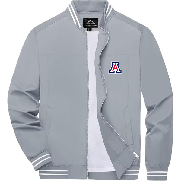 Men's Arizona Wildcats  Lightweight Zip-Up Bomber Jacket with Ribbed Collar and Cuffs Versatile Casual Outerwear