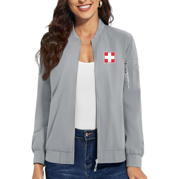 Women's Switzerland National Football Soccer Team   Premium Bomber Jacket Outerwear