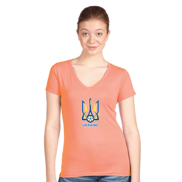 Women's Ukraine National Football Soccer Team  Next Level V-Neck T-Shirt