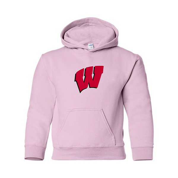 Youth  Wisconsin Badgers Gildan Heavy Blend  Hooded Sweatshirt