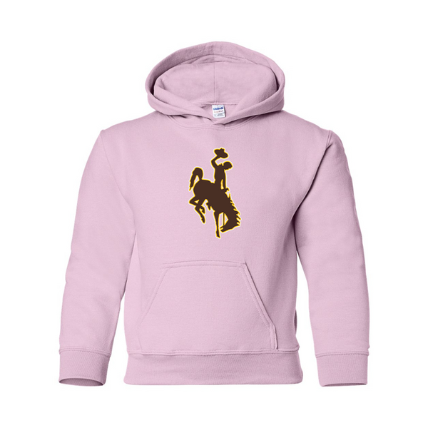 Youth   Wyoming Cowboys Gildan Heavy Blend  Hooded Sweatshirt