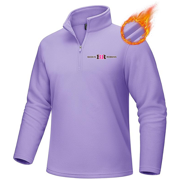 Men's Baskin-Rоbbins MAGCOMSEN Men_s Quarter-Zip Pullover Polar Fleece Sweatshirt Stand Collar Long Sleeve Shirt for Men Thermal Winter Fall