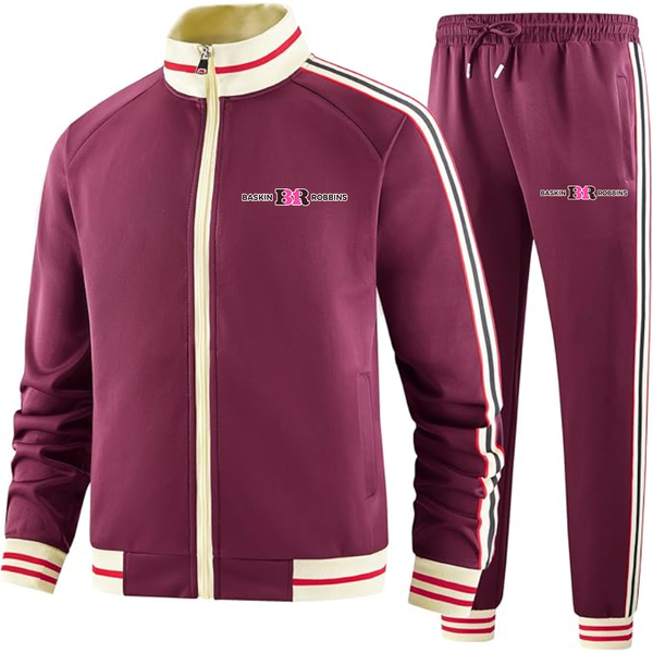 Men's Baskin-Rоbbins Tracksuit with Bold Striped Accents and Zippered Front