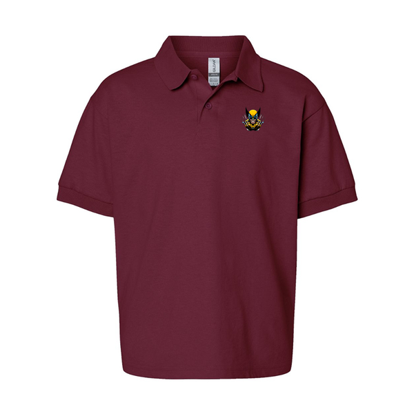 Youth Wolverine 2025 Art  Gildan Dry Blend Jersey Polo