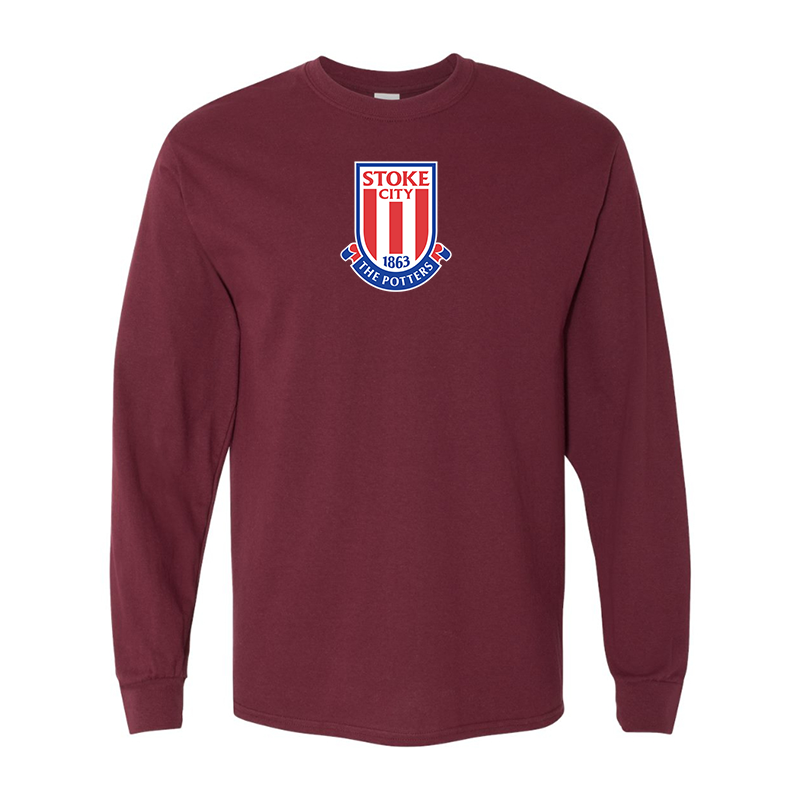 Men's Stoke City Soccer  Gildan Heavy Cotton Long Sleeve T-Shirt
