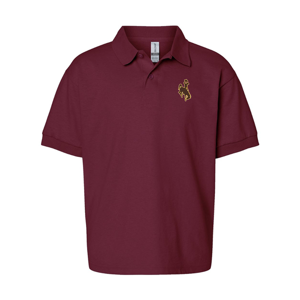 Youth   Wyoming Cowboys Gildan Dry Blend Jersey Polo
