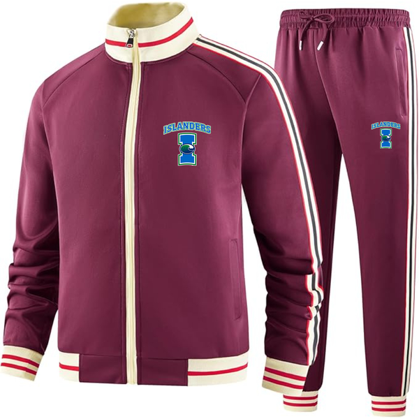 Men's Texas AM CC Islanders  Tracksuit with Bold Striped Accents and Zippered Front
