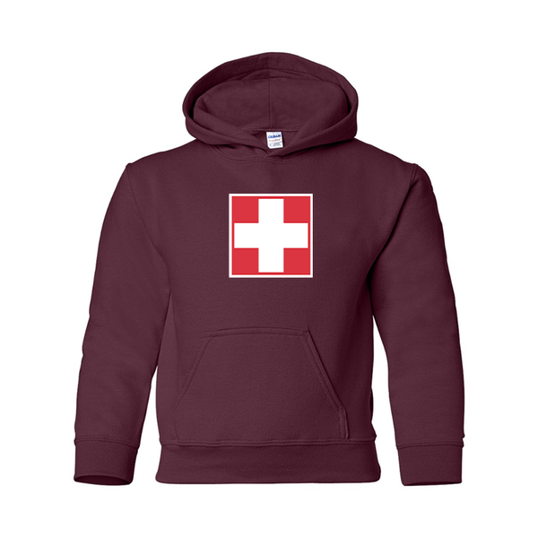Youth Switzerland National Football Soccer Team  Gildan Heavy Blend  Hooded Sweatshirt