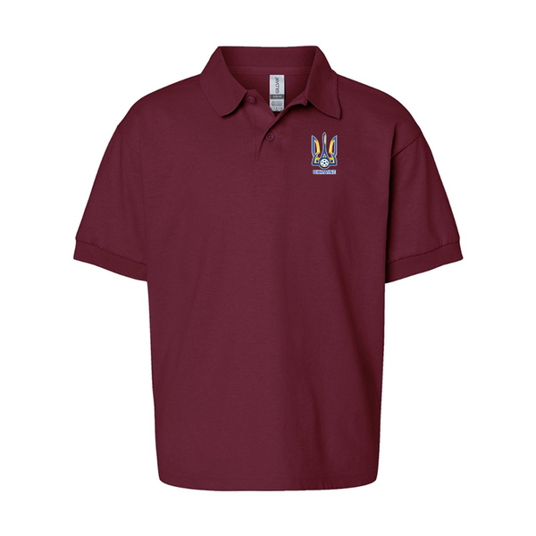 Youth Ukraine National Football Soccer Team Gildan Dry Blend Jersey Polo