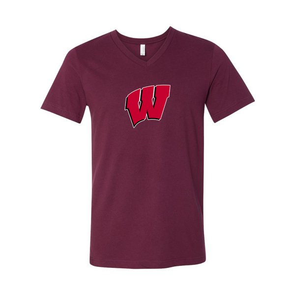 Wisconsin Badgers BELLA  CANVAS - Jersey V-Neck T-Shirt
