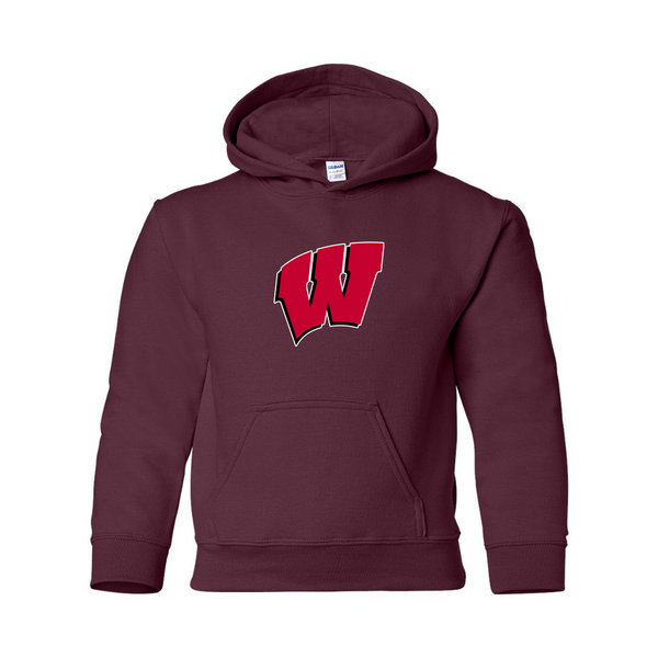 Youth  Wisconsin Badgers Gildan Heavy Blend  Hooded Sweatshirt