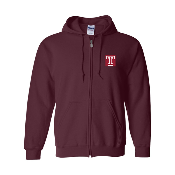 Men's Temple Owls Gildan  Heavy Blend Full Zip Hooded Sweatshirt