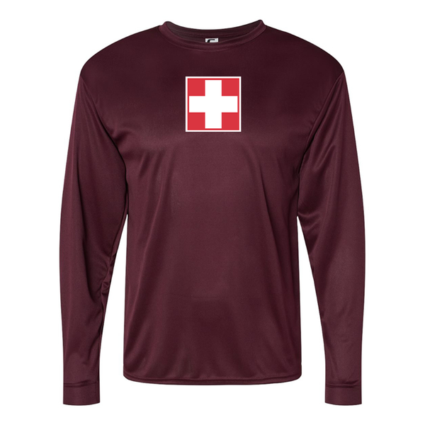 Men's Switzerland National Football Soccer Team  Performance Long Sleeve T-Shirt
