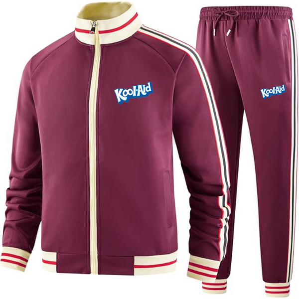 Men's kool-Aid Tracksuit with Bold Striped Accents and Zippered Front