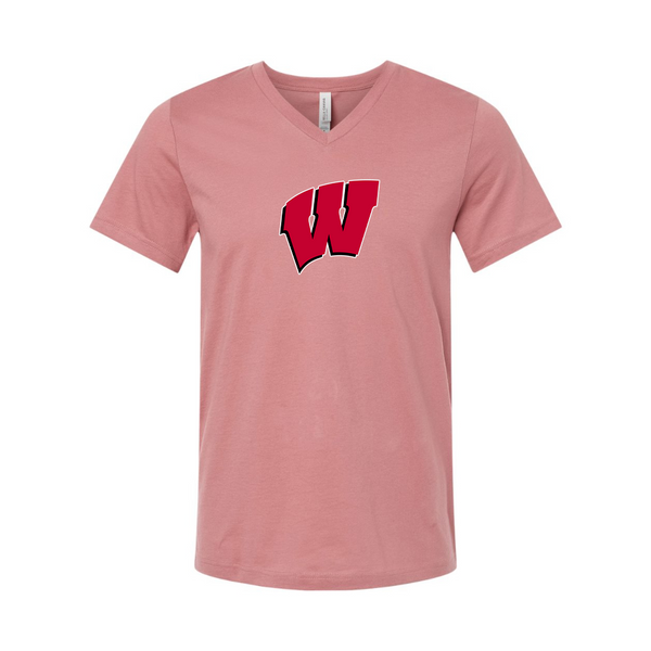 Wisconsin Badgers BELLA  CANVAS - Jersey V-Neck T-Shirt