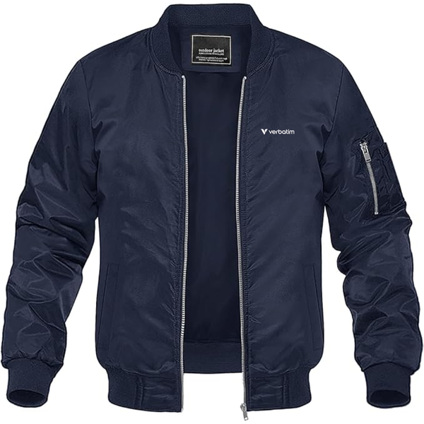 Men's Verbatim Logo Lightweight Bomber Jacket Windbreaker Softshell Varsity Jacket Coat