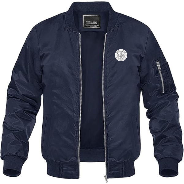 Men's Happy Mammoth Logo Lightweight Bomber Jacket Windbreaker Softshell Varsity Jacket Coat