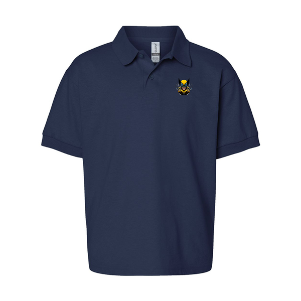 Youth Wolverine 2025 Art  Gildan Dry Blend Jersey Polo