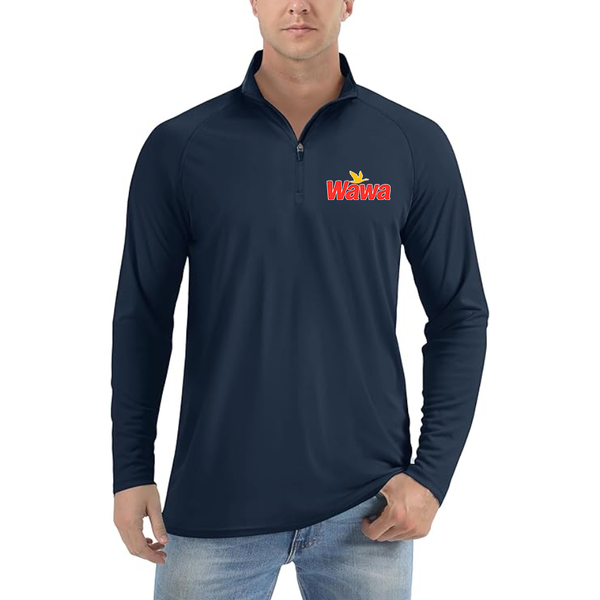 Men's  Wawa Gas Station Lightweight Quarter-Zip Athletic Shirt Long Sleeve