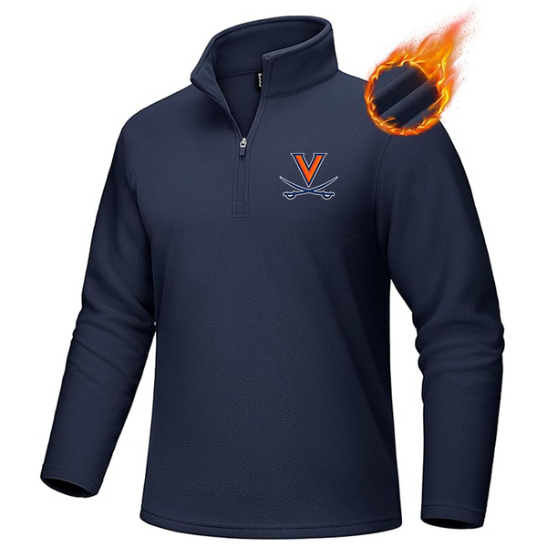 Men's Virginia Cavaliers  MAGCOMSEN Men_s Quarter-Zip Pullover Polar Fleece Sweatshirt Stand Collar Long Sleeve Shirt for Men Thermal Winter Fall