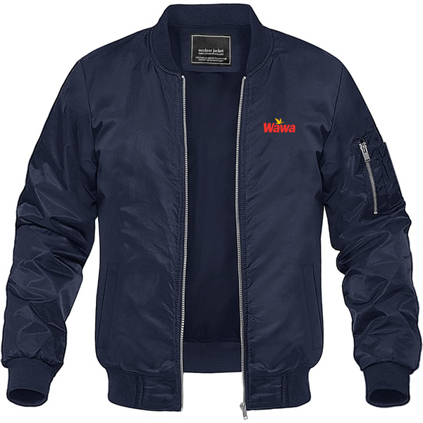 Men's Wawa Gas Station Logo Lightweight Bomber Jacket Windbreaker Softshell Varsity Jacket Coat