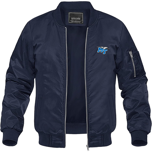 Men's Middle Tennessee Blue Raiders Lightweight Bomber Jacket Windbreaker Softshell Varsity Jacket Coat