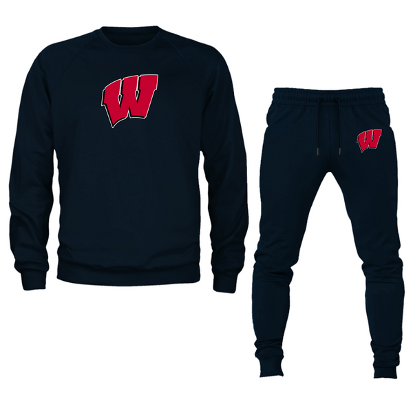 Men's  Wisconsin Badgers  Crewneck Sweatshirt Joggers Suit