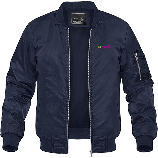 Men's Wayfair Logo Lightweight Bomber Jacket Windbreaker Softshell Varsity Jacket Coat