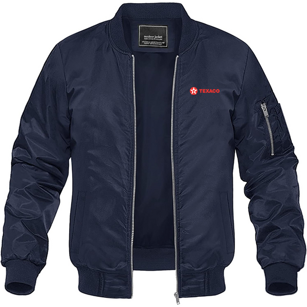 Men's Texaco   Logo Lightweight Bomber Jacket Windbreaker Softshell Varsity Jacket Coat