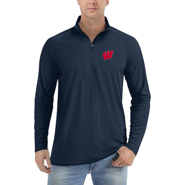 Men's  Wisconsin Badgers  Lightweight Quarter-Zip Athletic Shirt Long Sleeve Performance