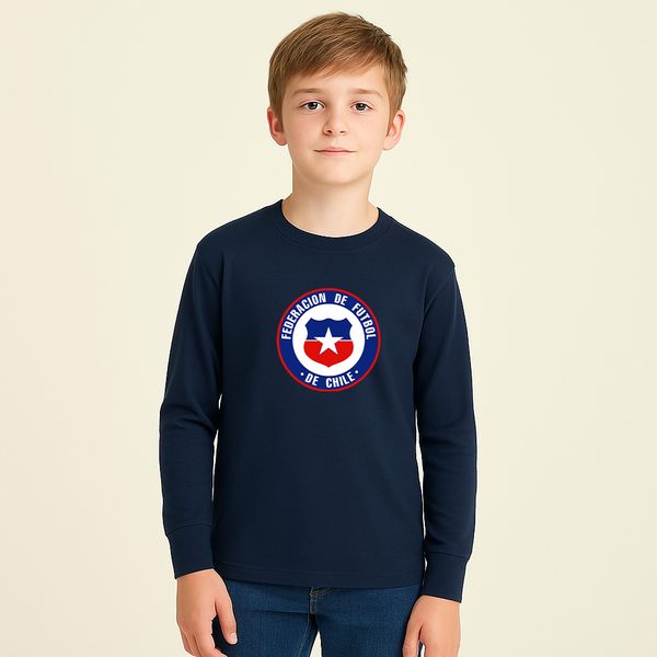 Youth Kids Chile National Soccer Team  Long Sleeve T-Shirt